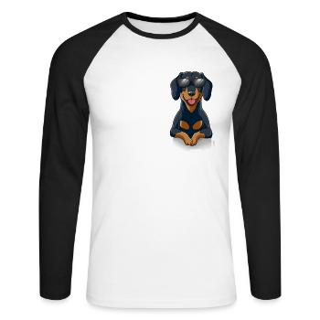 Love Dackel - Unisex Baseballshirt langarm - Weiß/Schwarz - Vorne - Nik (191cm)