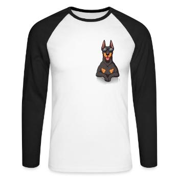 Love Dobermann - Unisex Baseballshirt langarm - Weiß/Schwarz - Vorne - Nik (191cm)
