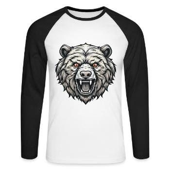 Bär Portrait - Unisex Baseballshirt langarm - Weiß/Schwarz - Vorne - Nik (191cm)