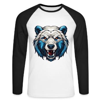 Polar Bear Portrait Polar Bear - Unisex Long Sleeve Baseball T-Shirt - white/black - Front - Nik (191cm)