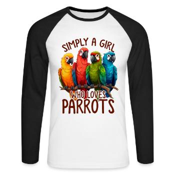 Parrot Ladies Funny Parrot Bird Lady Parrot Lovers - Unisex Long Sleeve Baseball T-Shirt - white/black - Front - Nik (191cm)
