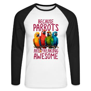 Perroquet effrayant Impressionnant Drôle de perroquet Propriétaires Oiseaux - T-shirt baseball manches longues Homme - blanc/noir - Devant - Nik (191cm)