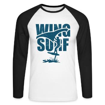 Wing Surfer with Foil Board - Unisex Long Sleeve Baseball T-Shirt - white/black - Front - Nik (191cm)