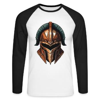 Spartan Warrior Sparta Helmet - Unisex Long Sleeve Baseball T-Shirt - white/black - Front - Nik (191cm)