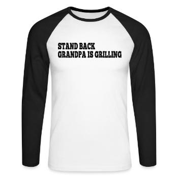 Barbecue Grilling Grandpa - Stand Back Grandpa Is - T-shirt baseball manches longues Homme - blanc/noir - Devant - Nik (191cm)