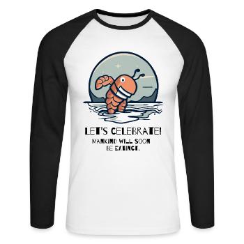 Celebrating lobsters and humanity in climate change - Unisex Long Sleeve Baseball T-Shirt - white/black - Front - Nik (191cm)