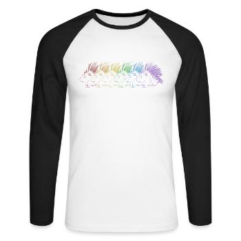 Stachelschwein LGBT Regenbogen Stacheltier Hystricidae - Unisex Baseballshirt langarm - Weiß/Schwarz - Vorne - Nik (191cm)