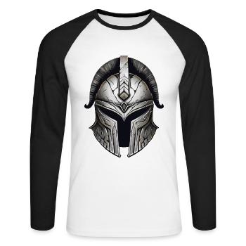 Spartan Warrior Sparta Helmet - Unisex Long Sleeve Baseball T-Shirt - white/black - Front - Nik (191cm)
