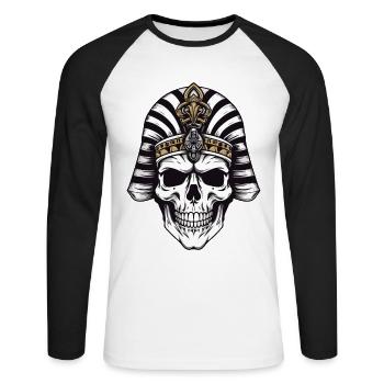 Crâne de pharaon - T-shirt baseball manches longues Homme - blanc/noir - Devant - Nik (191cm)