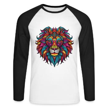 Lion Portrait - Unisex Long Sleeve Baseball T-Shirt - white/black - Front - Nik (191cm)