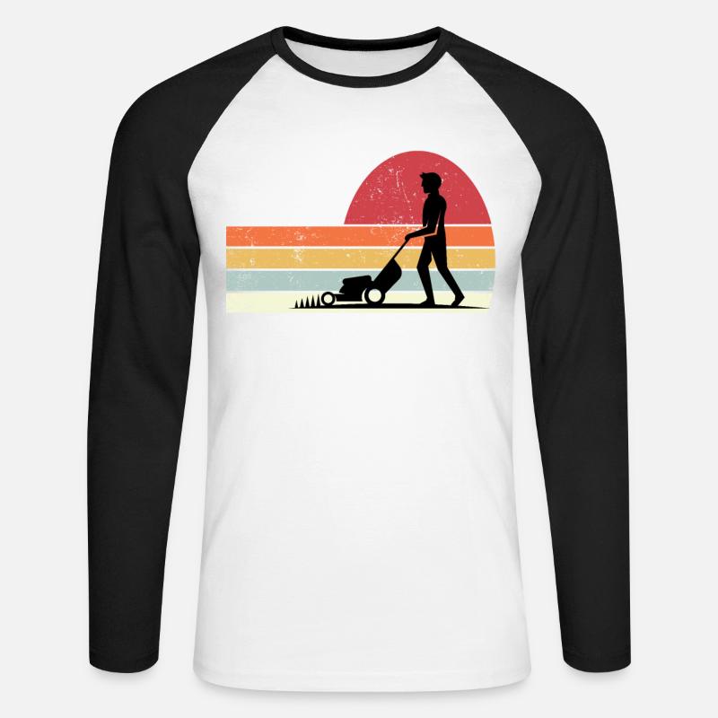 Lawn mower - Unisex Baseballshirt langarm - Weiß/Schwarz