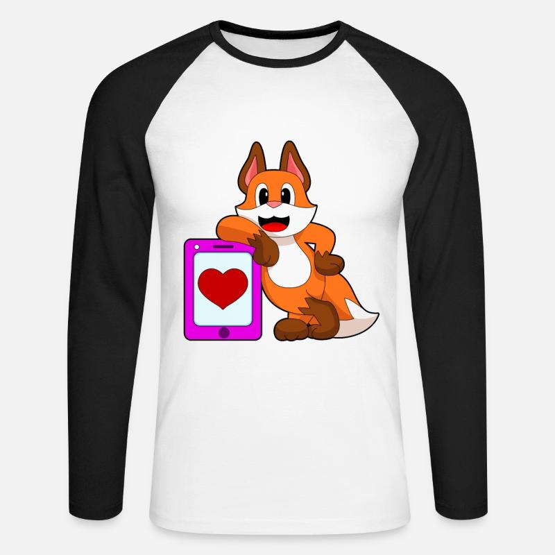 Fuchs Herz - Unisex Baseballshirt langarm - Weiß/Schwarz
