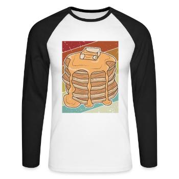 Recettes rétro Flapjack Griddlecake Lover Pancake - T-shirt baseball manches longues Homme - blanc/noir - Devant - Nik (191cm)