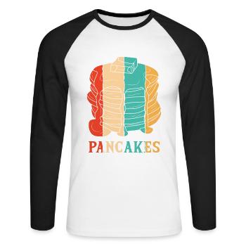 Recettes rétro Griddlecake Flapjack Lover Pancake - T-shirt baseball manches longues Homme - blanc/noir - Devant - Nik (191cm)