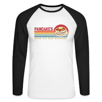 Crêpes mehr als Nahrung Recettes Flapjack - T-shirt baseball manches longues Homme - blanc/noir - Devant - Nik (191cm)