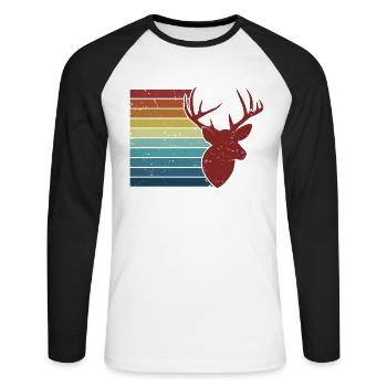 Rétro Taxidermiste Outils Animaux Amant Taxidermie - T-shirt baseball manches longues Homme - blanc/noir - Devant - Nik (191cm)