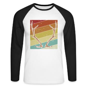 Rétro Taxidermiste Animaux Outils Amant Taxidermie - T-shirt baseball manches longues Homme - blanc/noir - Devant - Nik (191cm)