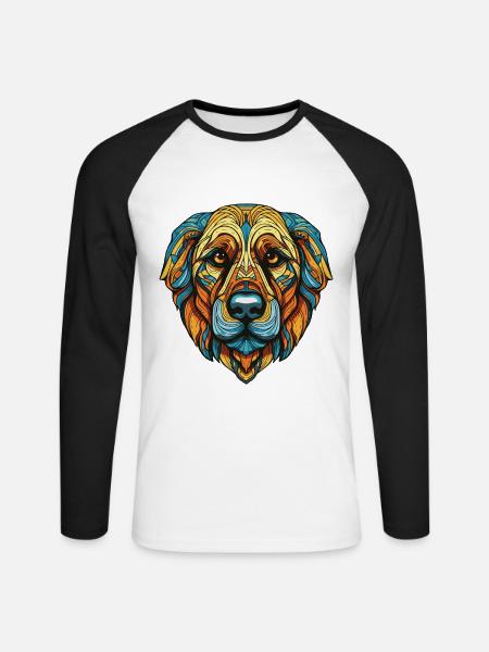 Kangal Dog Portrait - Unisex Long Sleeve Baseball T-Shirt - white/black