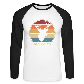 Rétro Taxidermiste Outils Animaux Amant Taxidermie - T-shirt baseball manches longues Homme - blanc/noir - Devant - Nik (191cm)