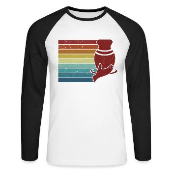 Retro Pottery Pro Wheel Hobby Lover Pottery - Unisex Long Sleeve Baseball T-Shirt - white/black - Front - Nik (191cm)
