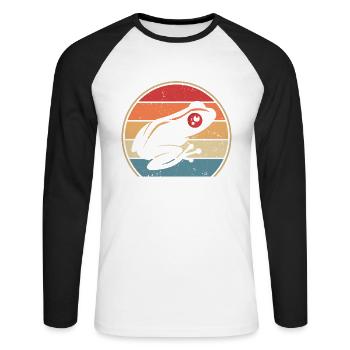 Retro Costa Rica Agalychnis Callidryas Red Eyed - Unisex Long Sleeve Baseball T-Shirt - white/black - Front - Nik (191cm)