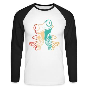 Retro Agalychnis Callidryas Pet Lover Red Eyed - Unisex Long Sleeve Baseball T-Shirt - white/black - Front - Nik (191cm)