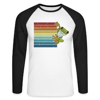 Retro Agalychnis Callidryas Pet Lover Red Eyed - Unisex Long Sleeve Baseball T-Shirt - white/black - Front - Nik (191cm)