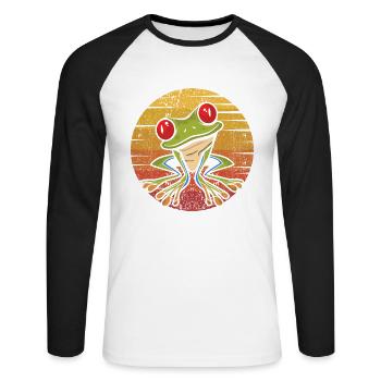 Retro Pet Costa Rica Lover Red Eyed Tree Frog - Unisex Long Sleeve Baseball T-Shirt - white/black - Front - Nik (191cm)