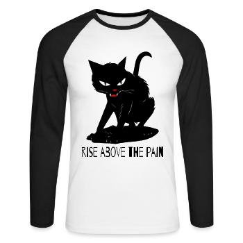 Au-delà de la douleur – Chat - T-shirt baseball manches longues Homme - blanc/noir - Devant - Nik (191cm)
