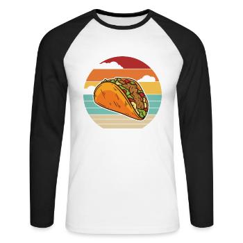 Retro Al Pastor Assaisonnement Hard Shell Taco Lover - T-shirt baseball manches longues Homme - blanc/noir - Devant - Nik (191cm)