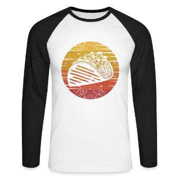 Retro Al Pastor Assaisonnement Hard Shell Taco Lover - T-shirt baseball manches longues Homme - blanc/noir - Devant - Nik (191cm)