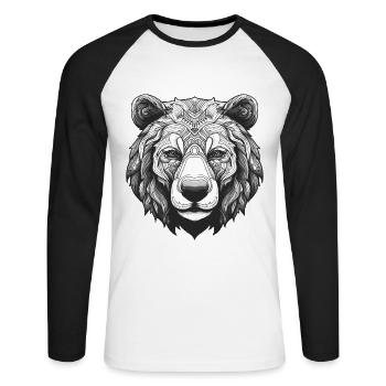 Polar Bear Portrait Polar Bear Animal - Unisex Long Sleeve Baseball T-Shirt - white/black - Front - Nik (191cm)