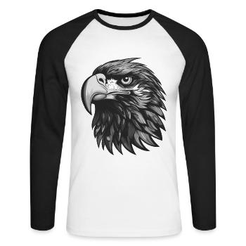 Adler Portrait Tier - Unisex Baseballshirt langarm - Weiß/Schwarz - Vorne - Nik (191cm)