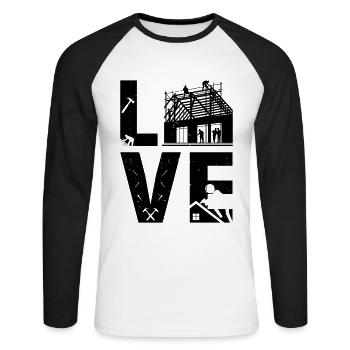 Love Roofing Roofer Worker Roof Worker Roofer - Unisex Baseballshirt langarm - Weiß/Schwarz - Vorne - Nik (191cm)