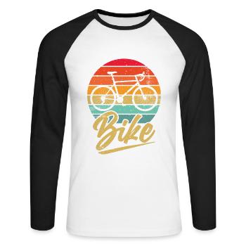Bicycle Retro Mountain Bike MTB - Unisex Long Sleeve Baseball T-Shirt - white/black - Front - Nik (191cm)