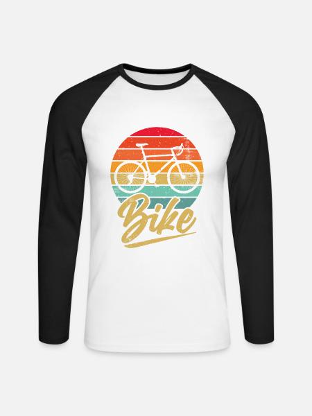 Vélo Rétro VTT VTT - T-shirt baseball manches longues Homme - blanc/noir