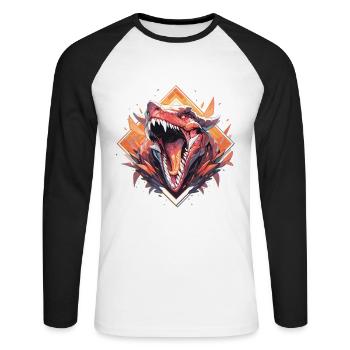 Dinosaur Trex Dinos Dinosaur Dino Baby - Unisex Long Sleeve Baseball T-Shirt - white/black - Front - Nik (191cm)
