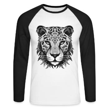 Cheetah Portrait Animal - Unisex Long Sleeve Baseball T-Shirt - white/black - Front - Nik (191cm)
