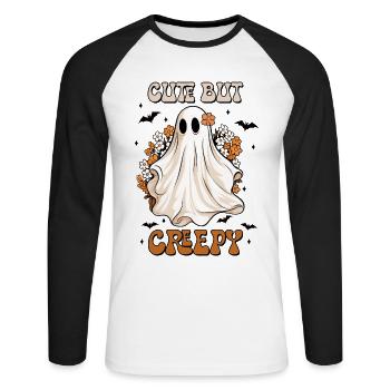 Halloween Cute But Creepy - Unisex Long Sleeve Baseball T-Shirt - white/black - Front - Nik (191cm)