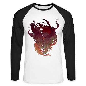 Démon Oni à trois yeux - T-shirt baseball manches longues Homme - blanc/noir - Devant - Nik (191cm)