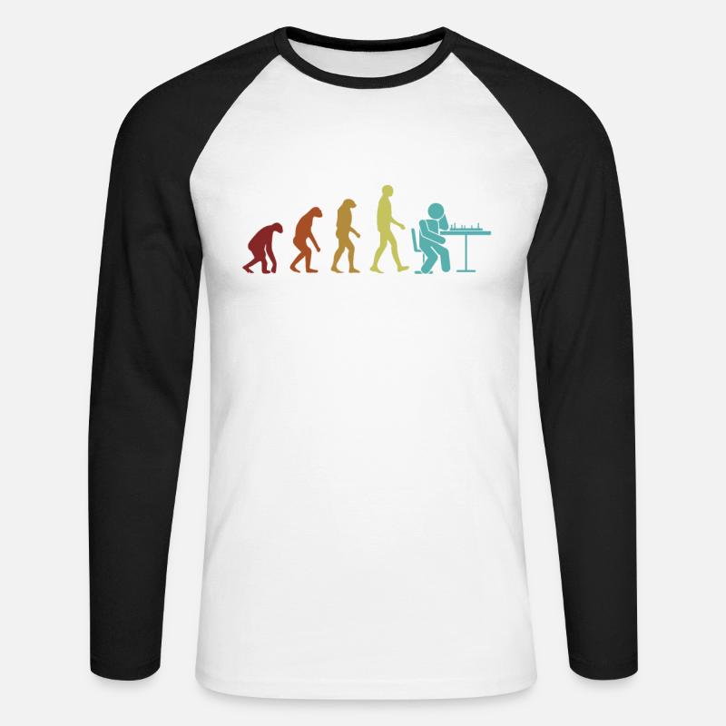 Chess Evolution Grandmaster Queen Player - T-shirt baseball manches longues Homme - blanc/noir