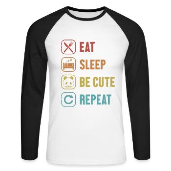 Essen Schlafen Süß sein Wiederholung Pandabär Freund Liebhaber - Unisex Baseballshirt langarm - Weiß/Schwarz - Vorne - Nik (191cm)