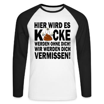 We will miss you | Congratulations on the escape - Unisex Long Sleeve Baseball T-Shirt - white/black - Front - Nik (191cm)