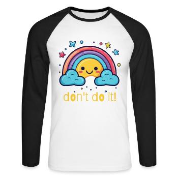 tu es nicht, glücklicher Regenbogen - Unisex Baseballshirt langarm - Weiß/Schwarz - Vorne - Nik (191cm)