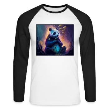 Panda Bear Friend Ailuropoda Melanoleuca Lover - Unisex Long Sleeve Baseball T-Shirt - white/black - Front - Nik (191cm)