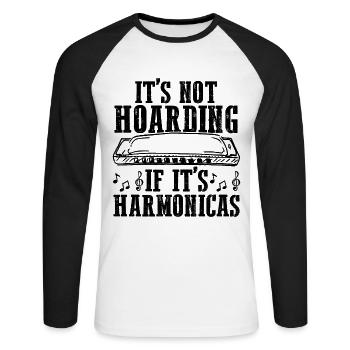 Französische Harfinisten und Harmonikaspieler - Unisex Baseballshirt langarm - Weiß/Schwarz - Vorne - Nik (191cm)