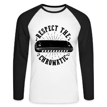 Mundharmonika Instrument und Mundharmonika - Unisex Baseballshirt langarm - Weiß/Schwarz - Vorne - Nik (191cm)