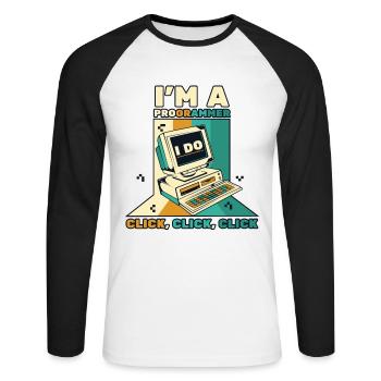 I'm A Programmer Click Softwareingenieur Coder - Unisex Baseballshirt langarm - Weiß/Schwarz - Vorne - Nik (191cm)