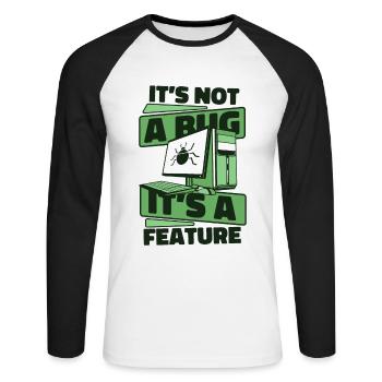 Ce n’est pas un bug, c’est un codeur développeur de fonctionnalités - T-shirt baseball manches longues Homme - blanc/noir - Devant - Nik (191cm)