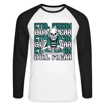 Développeur logiciel CTRL Freak - T-shirt baseball manches longues Homme - blanc/noir - Devant - Nik (191cm)